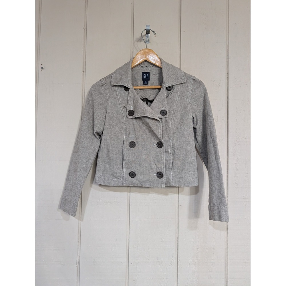 GAP Womens Double Breasted Cropped Trench Jacket XS Cotton Y2K